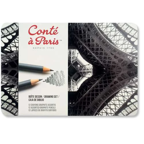 Conté à Paris™ | Drawing Set (Metal Tin) — 12 Pencils 1 Conté à Paris™ | Drawing Set (Metal Tin) — 12 Pencils