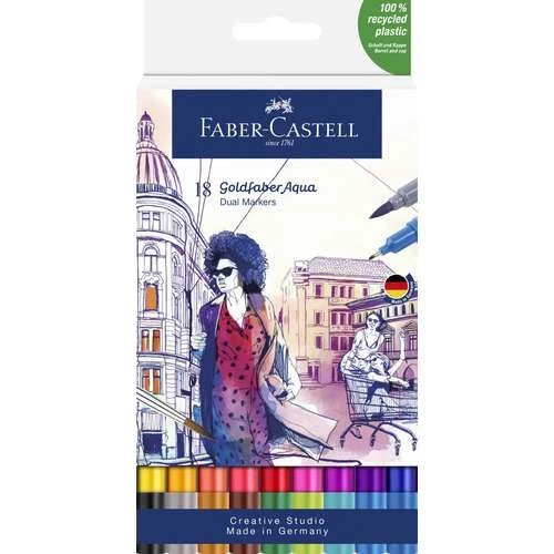 FABER-CASTELL | Goldfaber Aqua Dual Marker Set — 18 Markers 1 FABER-CASTELL | Goldfaber Aqua Dual Marker Set — 18 Markers