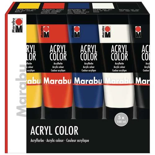Marabu | Acryl Color Set — 5 X 100 Ml Tubes 1 Marabu | Acryl Color Set — 5 X 100 Ml Tubes