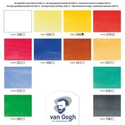 Royal Talens Van Gogh Watercolour Set - 12 X 10ml Tubes -Pebeo Sales Store RoyalTalensVanGoghWatercolourSet 12x10mltubes 2